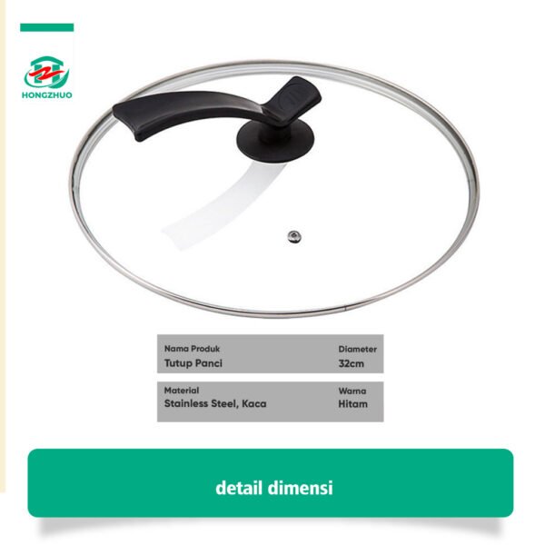 Tutup Wajan Penggorengan / Tutup Panci Bahan Kaca dan Tebal Ukuran 32cm