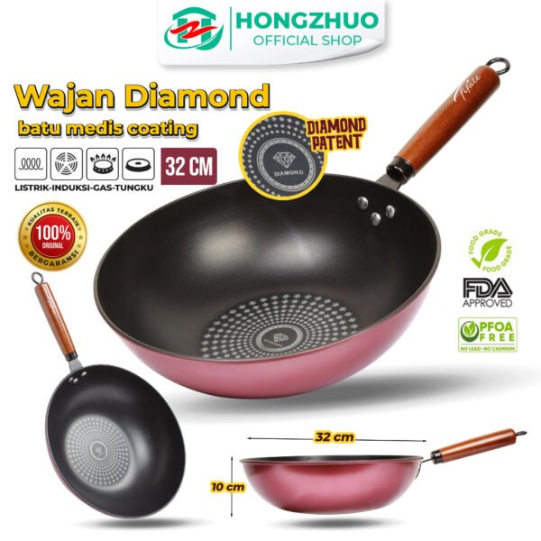 id-11134207-7qul2-lgoriny1vtqr5b Wajan Penggorengan Anti Lengket Batu Medis Ukuran 32 CM Diamond Wok Pan High Quality
