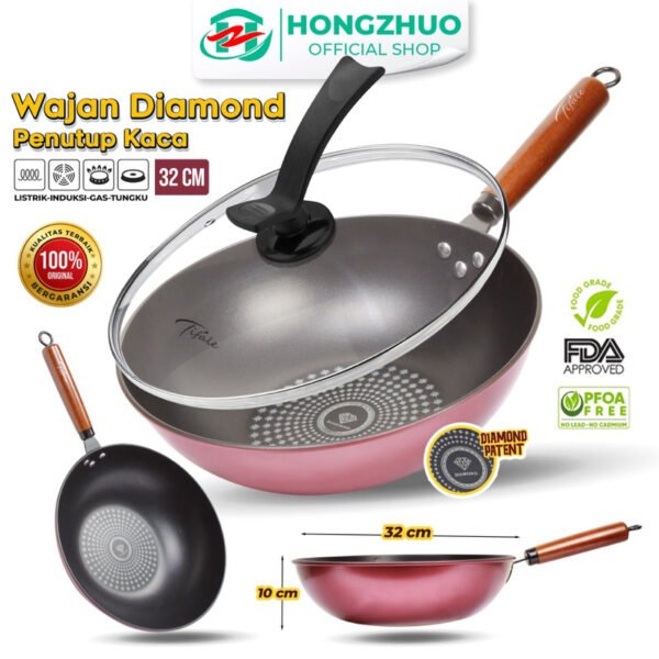 id-11134207-7qul9-lhq4zv72na6z2e Wajan Penggorengan Anti Lengket Batu Medis Ukuran 32 CM Diamond Wok Pan High Quality