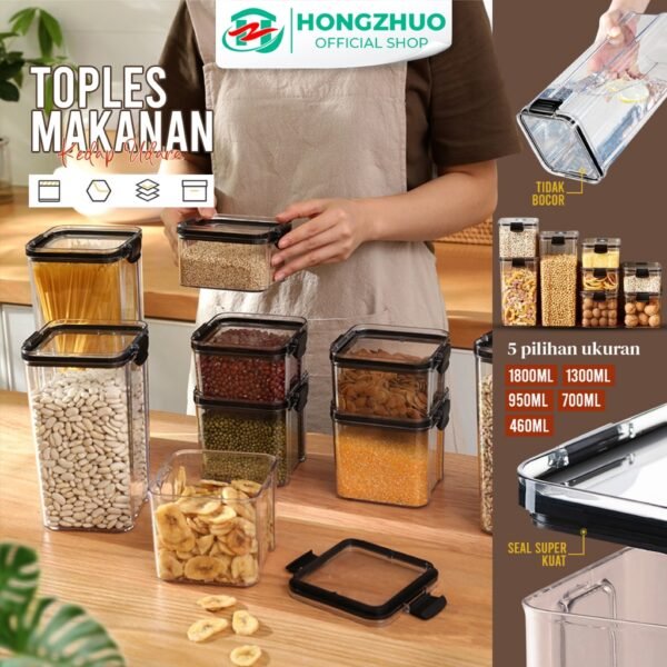 Toples Kotak Snack Kedap Udara Penyimpanan Bening Cereal Kontainer Makanan Food Storage Jar Container