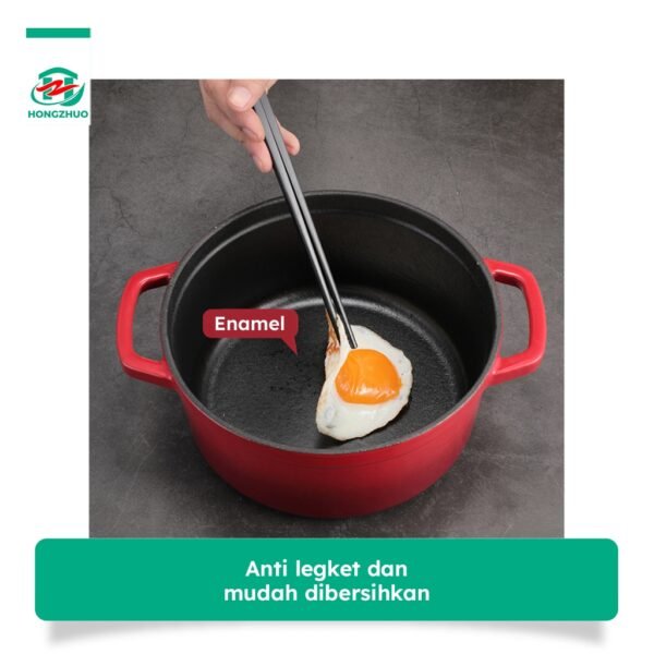 Panci 24CM Enamel Besi Cor Panas Merata Anti Lengket