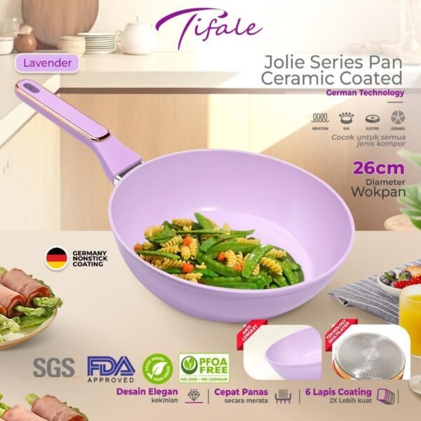Aesthetic Jolie Wokpan 26CM Lavender Panci Granit Marble Anit Lengket Panci Mpasi