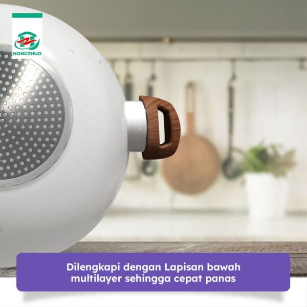 [2IN1] Wokpan + Glass Lid Panci Kukus 32 CM White Dandang Steamer Anti Lengket