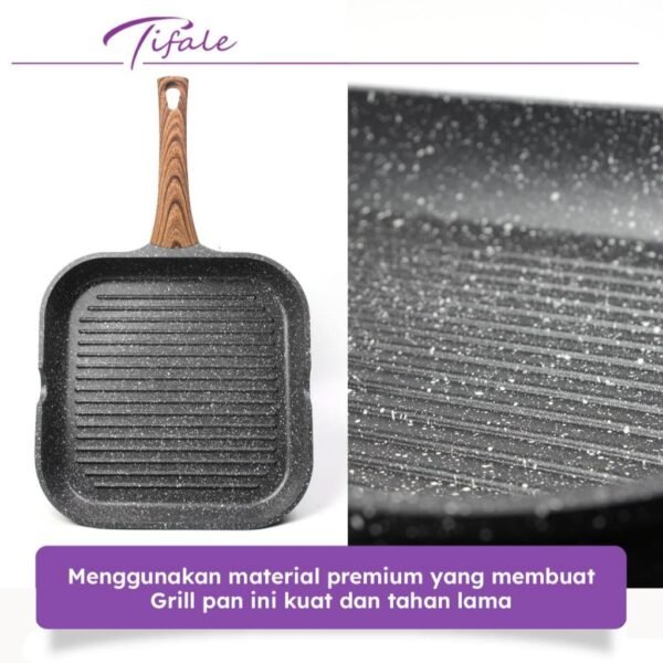 Grillpan 28 CM Black Granit Grill Pan Peralatan Masak Dapur Anit Lengket Panci Mpasi
