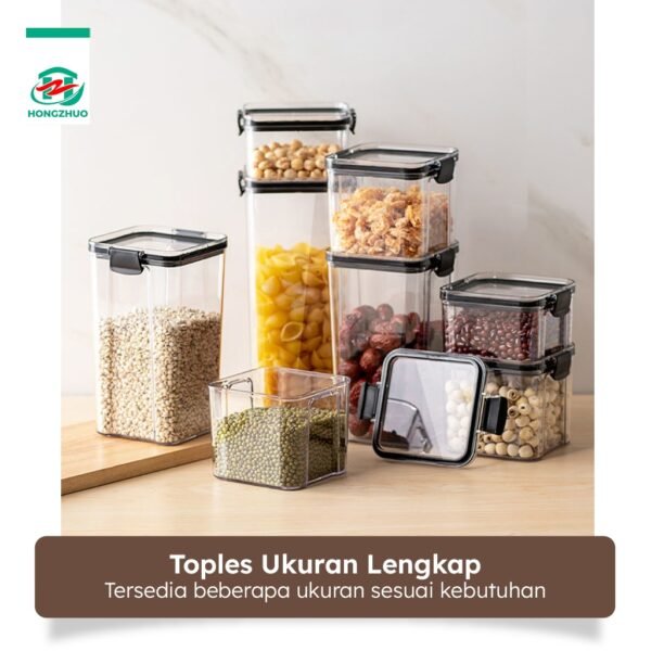 Toples Kotak Snack Kedap Udara Penyimpanan Bening Cereal Kontainer Makanan Food Storage Jar Container