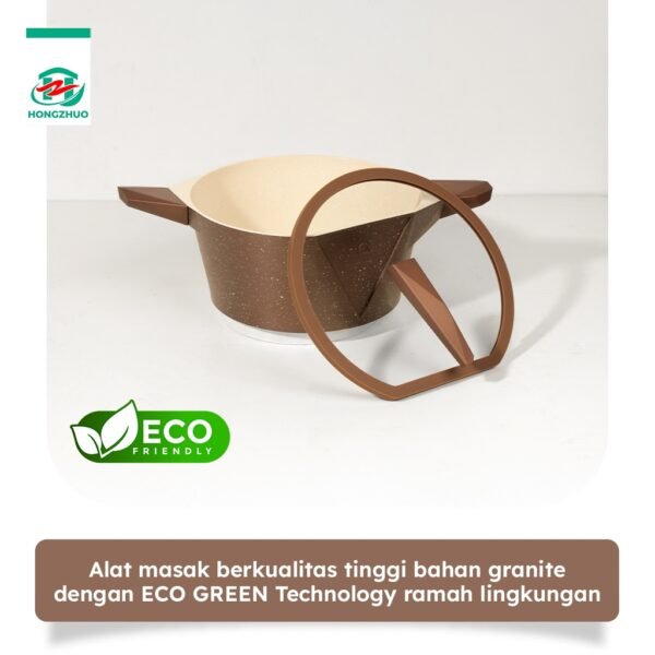 Pan Casserole 20 CM  24 CM + Lid Kaca Browngranite Kualitas Premium