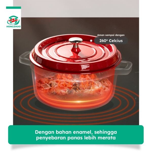 Panci 24CM Enamel Besi Cor Panas Merata Anti Lengket