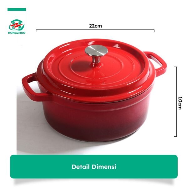 Panci 24CM Enamel Besi Cor Panas Merata Anti Lengket