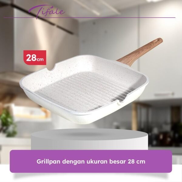 Grillpan 28 CM White Granit Grill Pan Peralatan Masak Dapur Anit Lengket Panci Mpasi