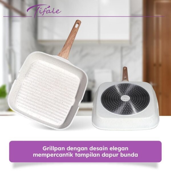 Grillpan 28 CM White Granit Grill Pan Peralatan Masak Dapur Anit Lengket Panci Mpasi