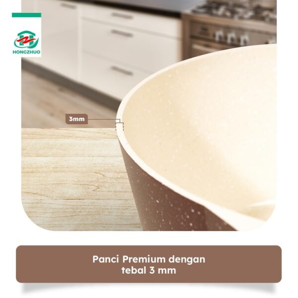 Pan Casserole 20 CM  24 CM + Lid Kaca Browngranite Kualitas Premium