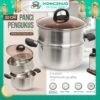 Panci Kukus Panci Mpasi Steam Pot 2 Tingkat Full Stainless Steel 22cm Tutup Kaca