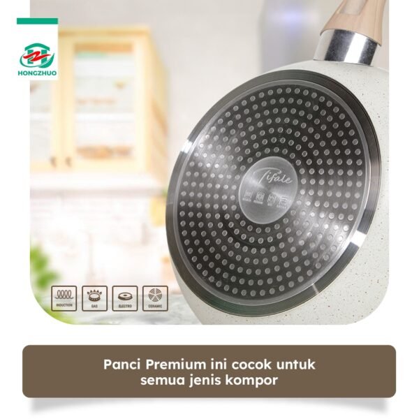 3in1 Organic Creamly Cookware Marble Coated Anti lengket Handle Bakelite Silicone Anti Leleh Avocado Pan Panci Mpasi