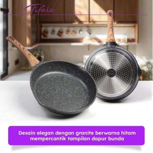 Frypan 28 CM Black Granit Fry Pan Peralatan Masak Dapur Anit Lengket Panci Mpasi