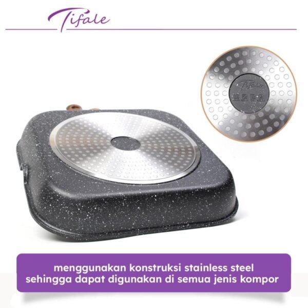 Grillpan 28 CM Black Granit Grill Pan Peralatan Masak Dapur Anit Lengket Panci Mpasi