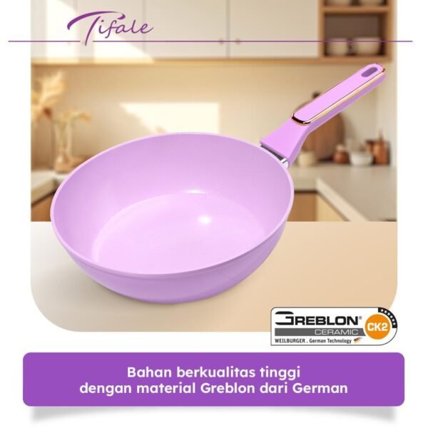 Aesthetic Jolie Wokpan 26CM Lavender Panci Granit Marble Anit Lengket Panci Mpasi