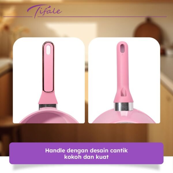 Pan 20CM Pink Panci Granit Marble Anit Lengket Panci Mpasi