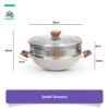 [2IN1] Wokpan + Glass Lid Panci Kukus 32 CM White Dandang Steamer Anti Lengket