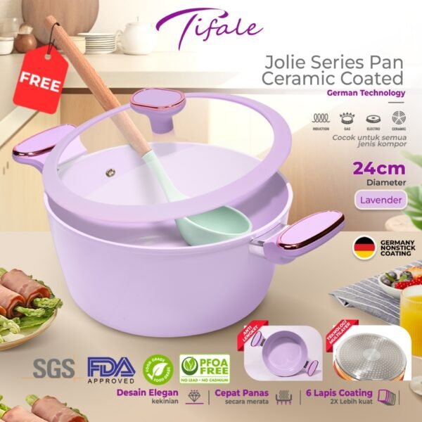 Pan 24CM Lavender Panci Granit Marble Anit Lengket Panci Mpasi