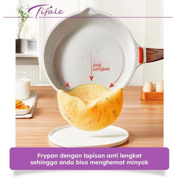 Pan 28 CM White Granit Fry Pan Peralatan Masak Dapur Anit Lengket Panci Mpasi