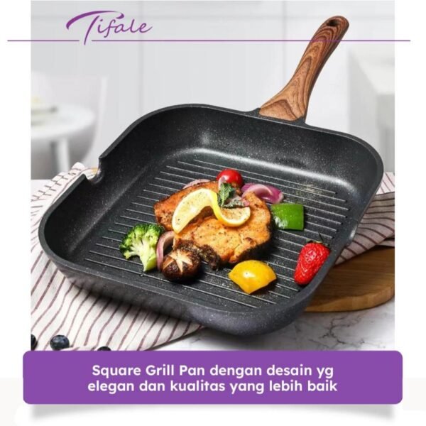 Grillpan 28 CM Black Granit Grill Pan Peralatan Masak Dapur Anit Lengket Panci Mpasi