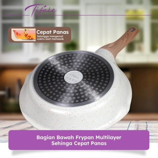 Pan 28 CM White Granit Fry Pan Peralatan Masak Dapur Anit Lengket Panci Mpasi