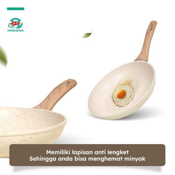 3in1 Organic Creamly Cookware Marble Coated Anti lengket Handle Bakelite Silicone Anti Leleh Avocado Pan Panci Mpasi