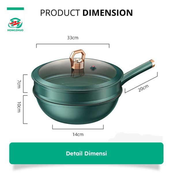 id-11134207-7r98z-lroc4b2hmytp6f 3IN1 Emerald Green Wajan Batu Medis dengan Steamer 32 CM Anti Lengket Hijau Premium Panci Kukus Serba Guna 32cm Kitchenware
