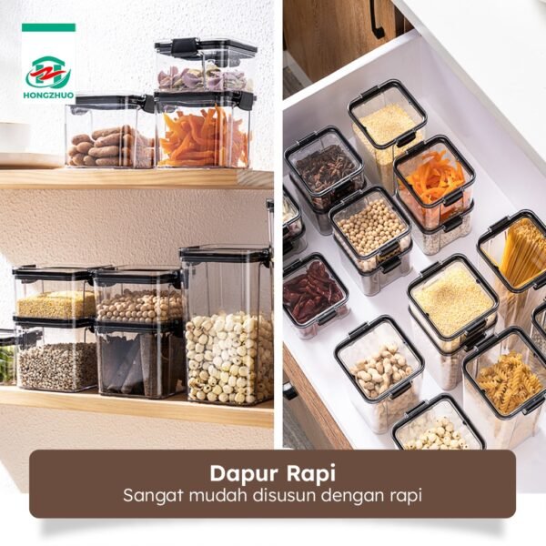 Toples Kotak Snack Kedap Udara Penyimpanan Bening Cereal Kontainer Makanan Food Storage Jar Container
