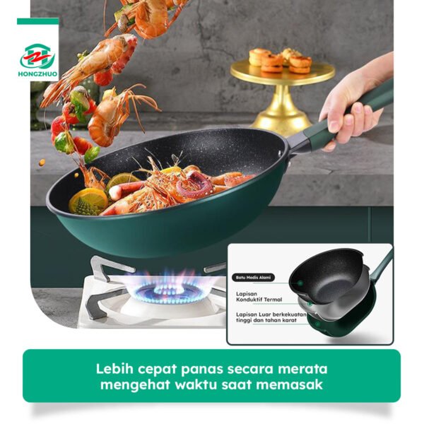 id-11134207-7r991-lroc4b2hir4dfb 3IN1 Emerald Green Wajan Batu Medis dengan Steamer 32 CM Anti Lengket Hijau Premium Panci Kukus Serba Guna 32cm Kitchenware