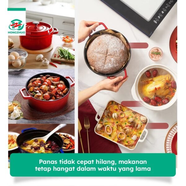 Panci 24CM Enamel Besi Cor Panas Merata Anti Lengket