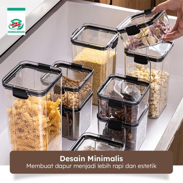 Toples Kotak Snack Kedap Udara Penyimpanan Bening Cereal Kontainer Makanan Food Storage Jar Container