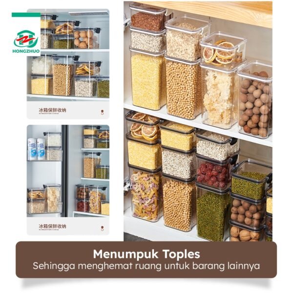 Toples Kotak Snack Kedap Udara Penyimpanan Bening Cereal Kontainer Makanan Food Storage Jar Container