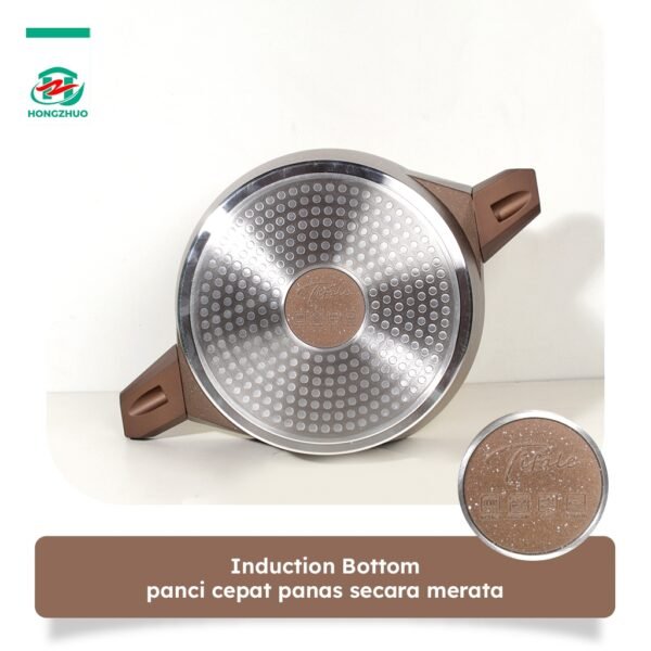 Pan Casserole 20 CM  24 CM + Lid Kaca Browngranite Kualitas Premium