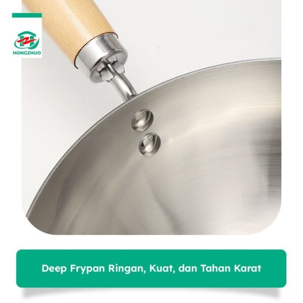 Frypan Stainless Steel Panci Sup Mie Kuah Gagang Kayu Panci Mpasi