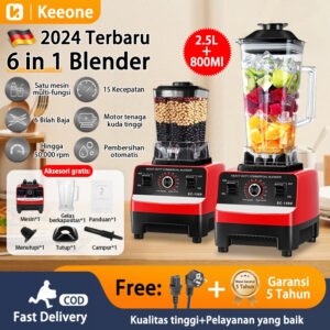 Blender 2.5L+800ML 220V 6 Pisau Blender Buah Multifungsi Chopper Juicer Bahan PC Food Grade Mesin Blender Mixer lce Crusher Jus Sayuran Jus Sereal Gilingan Smoothie Getar