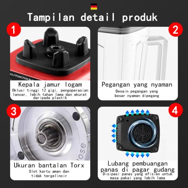 Blender 2.5L+800ML 220V 6 Pisau Blender Buah Multifungsi Chopper Juicer Bahan PC Food Grade Mesin Blender Mixer lce Crusher Jus Sayuran Jus Sereal Gilingan Smoothie Getar