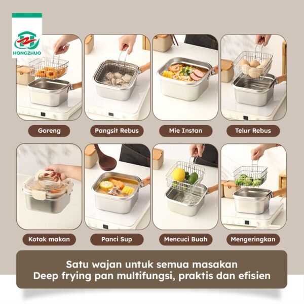 Tifale Squira Deep Frypan Stainless Steel Panci Kotak Anti Lengket