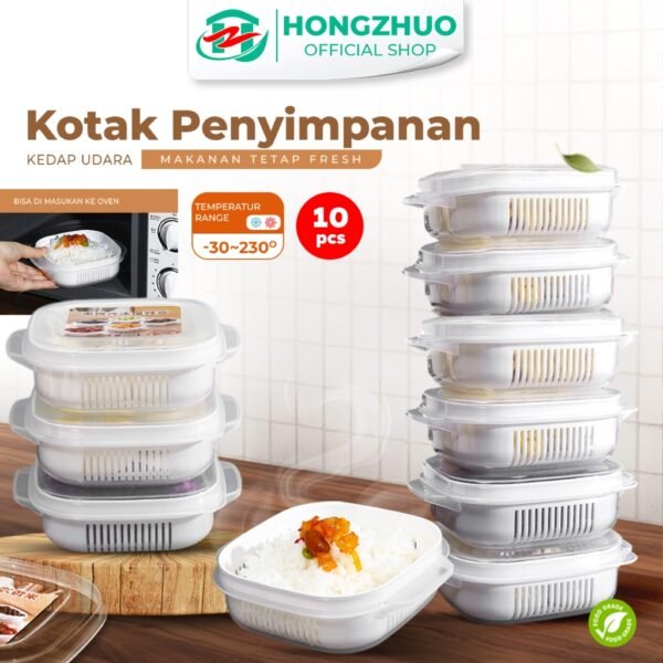 10 PCS Kotak Penyimpanan Makanan Buah Sayuran Saringan Serbaguna