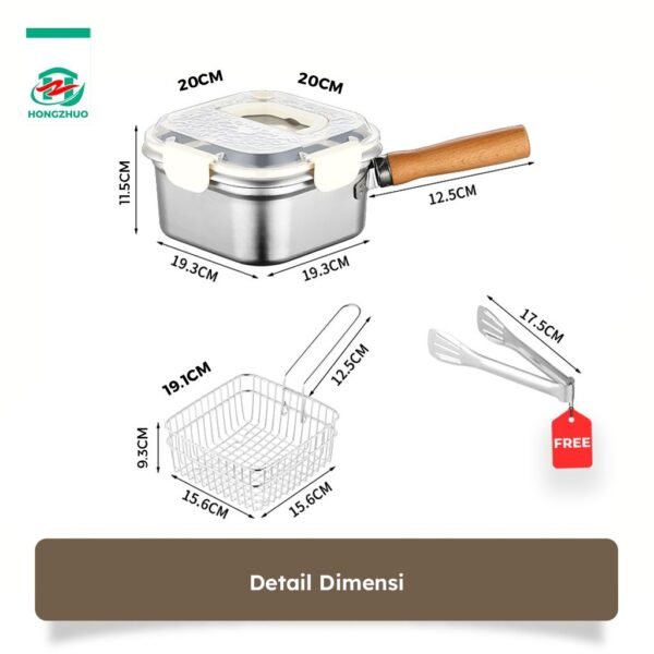 Tifale Squira Deep Frypan Stainless Steel Panci Kotak Anti Lengket