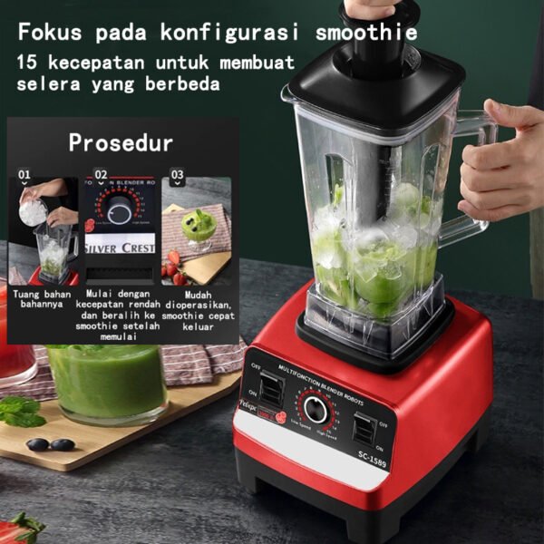 Blender 2.5L+800ML 220V 6 Pisau Blender Buah Multifungsi Chopper Juicer Bahan PC Food Grade Mesin Blender Mixer lce Crusher Jus Sayuran Jus Sereal Gilingan Smoothie Getar
