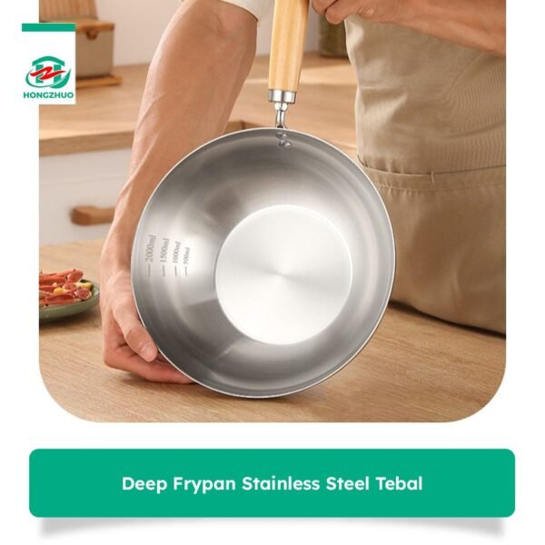 Frypan Stainless Steel Panci Sup Mie Kuah Gagang Kayu Panci Mpasi