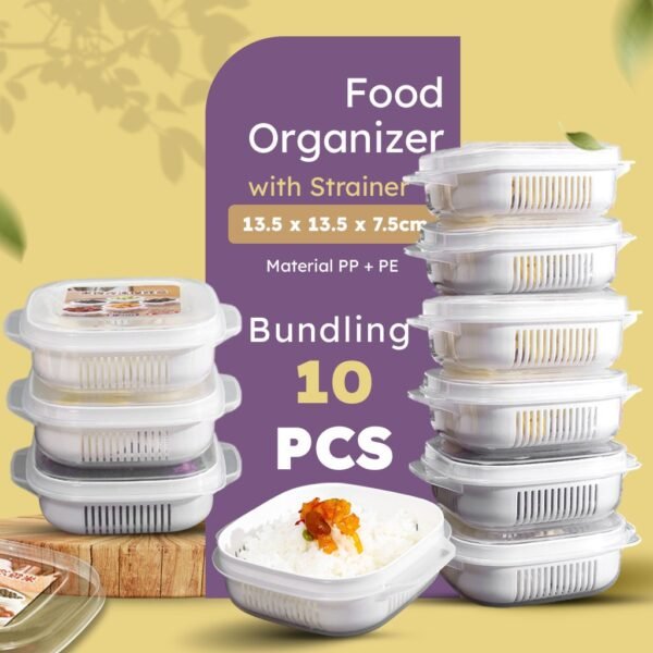 10 PCS Kotak Penyimpanan Makanan Buah Sayuran Saringan Serbaguna