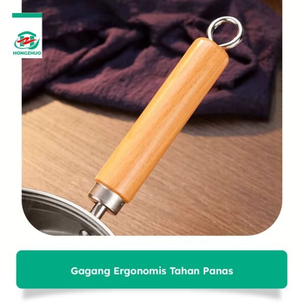 Frypan Stainless Steel Panci Sup Mie Kuah Gagang Kayu Panci Mpasi