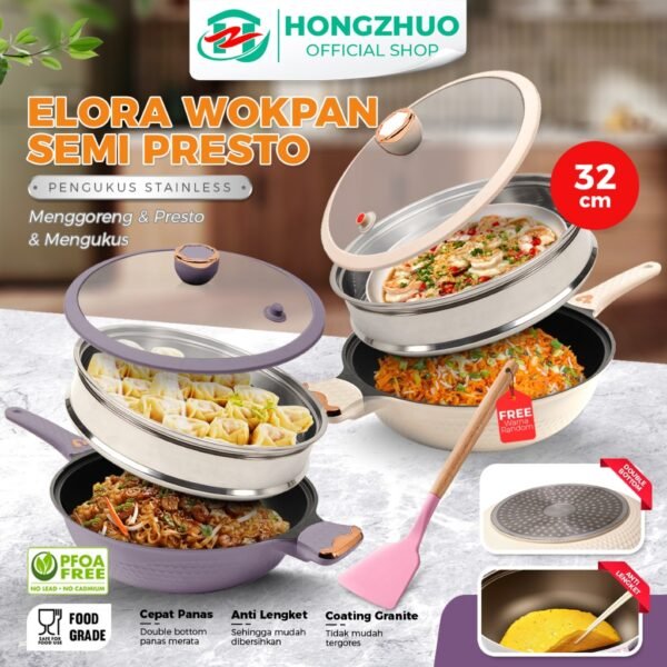 Tifale Elora Wokpan Semi Presto Pengukus Steamer Panci Kukus Anti Lengket Panci Mpasi