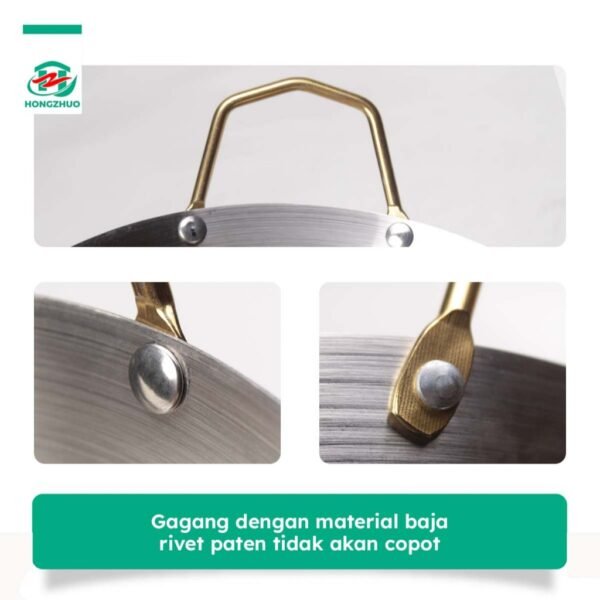 Wajan Stainless Tebal Kuali Besar Premium dengan Pegangan Stainless Steel Anti Lengket