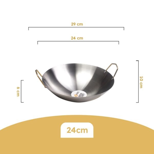 Wajan Stainless Tebal Kuali Besar Premium dengan Pegangan Stainless Steel Anti Lengket