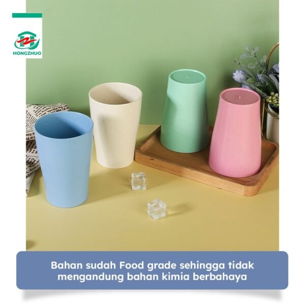 Gelas Set 4 Pcs Wheat Straw Cangkir Plastik Warna Warni