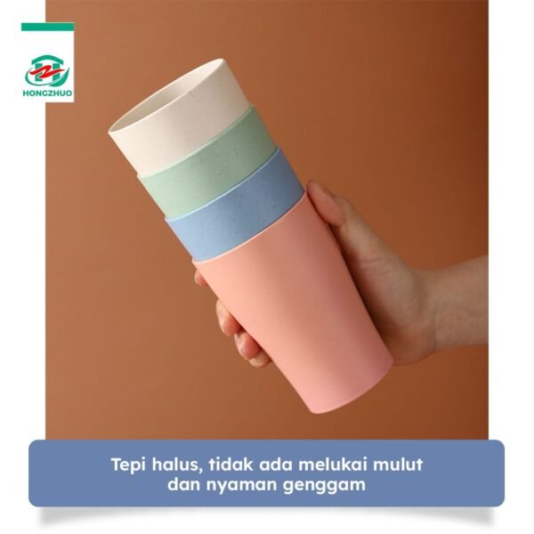 Gelas Set 4 Pcs Wheat Straw Cangkir Plastik Warna Warni