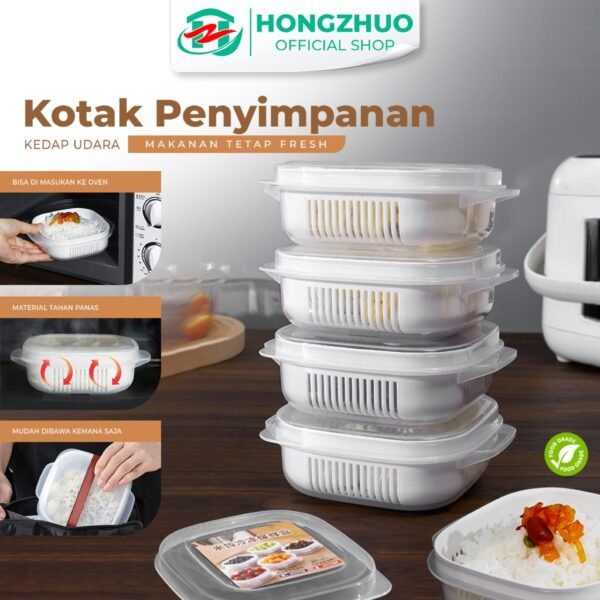 kotak penyimpanan makanan buah sayuran dengan saringan